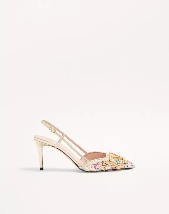 Valentino VLogo Signature Slingback Décolleté With Rhombelle Embroidery 80Mm - Image 1